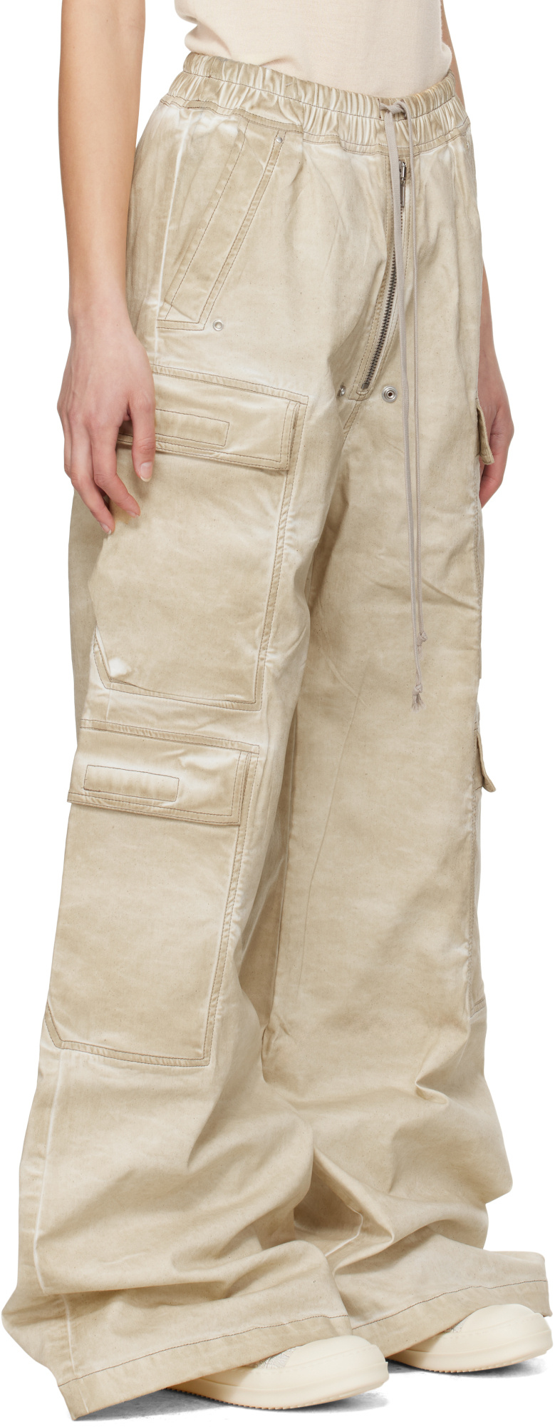 Rick Owens Drkshdw Beige Hollywood Double Cargo Jumbo Belas Jeans In Nude