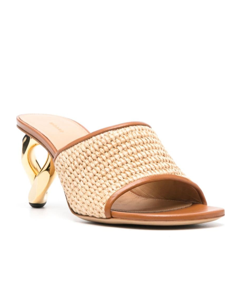 Jw Anderson Raffia Chain-heel Mule Sandals In Nude