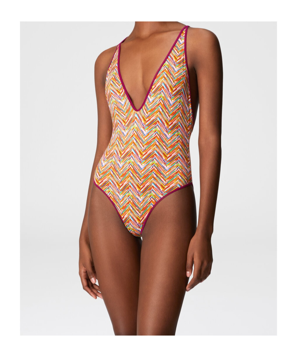 Missoni Zigzag-print Swimsuit In Multicolor