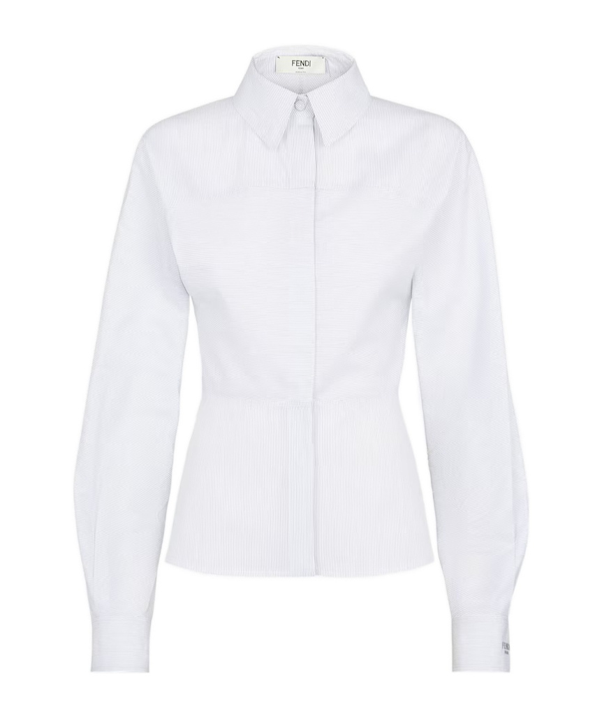 Fendi Long-sleeved Striped Shirt In White