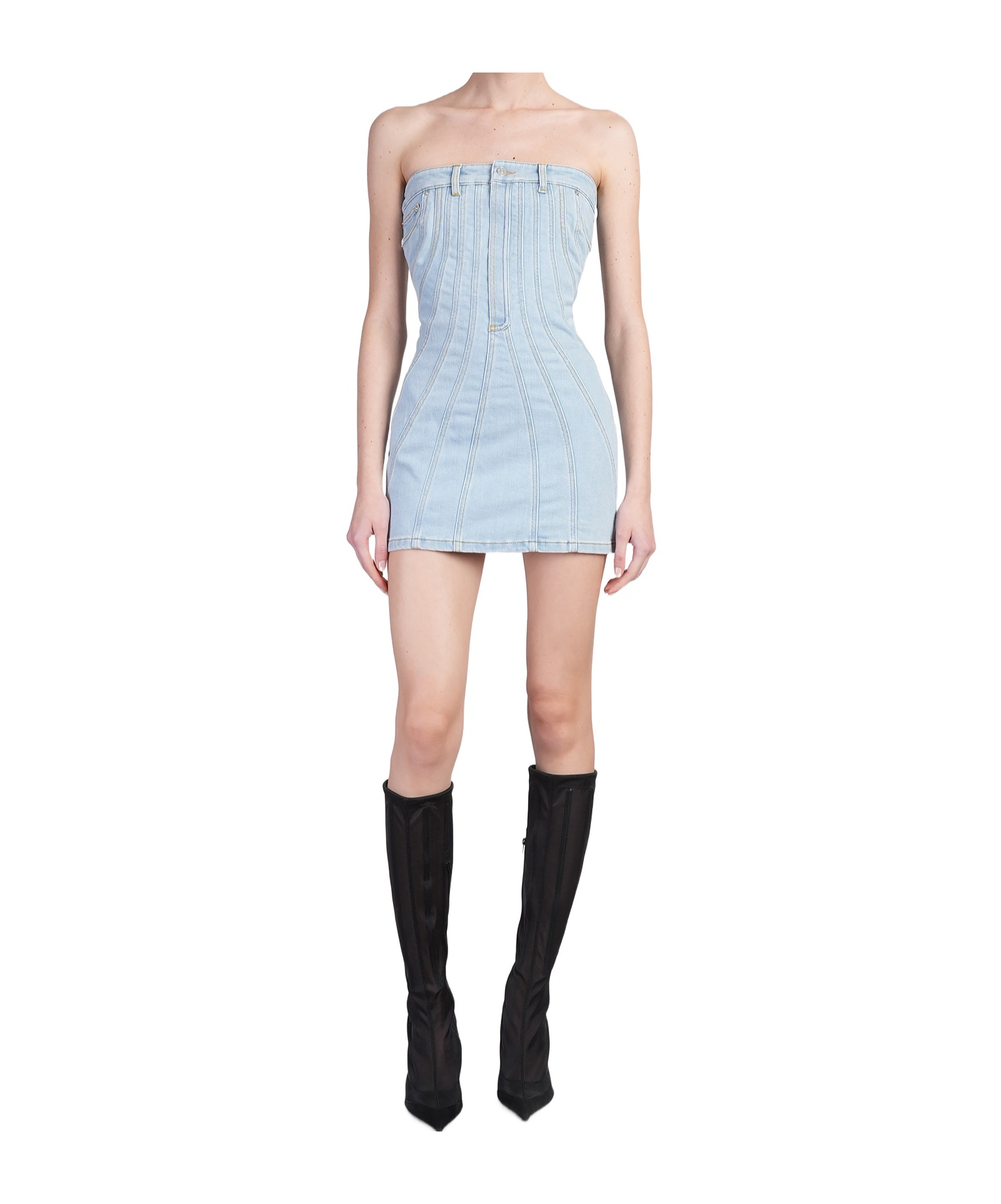 Mugler Mini Dress In Blue
