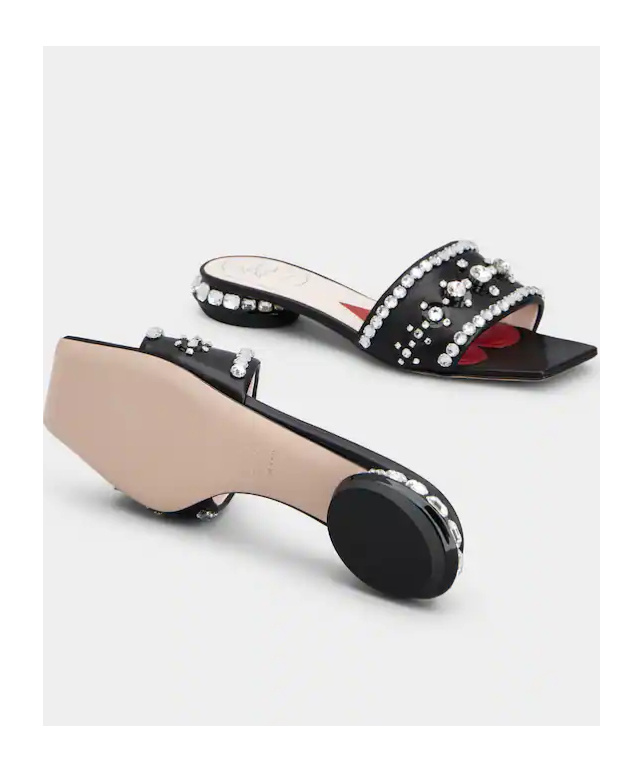 Shop Roger Vivier Strass Heel Disco Mules In Nappa Leather