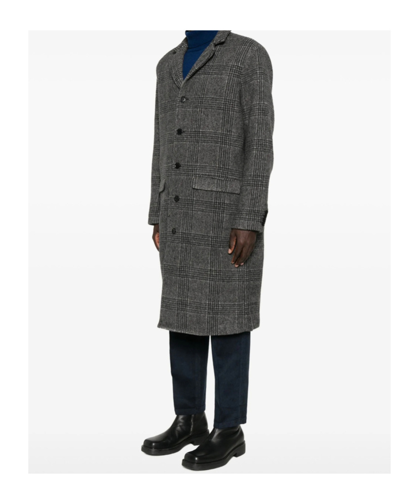 Samsoe & Samsoe Checked-pattern Single-breasted Coat In Gray