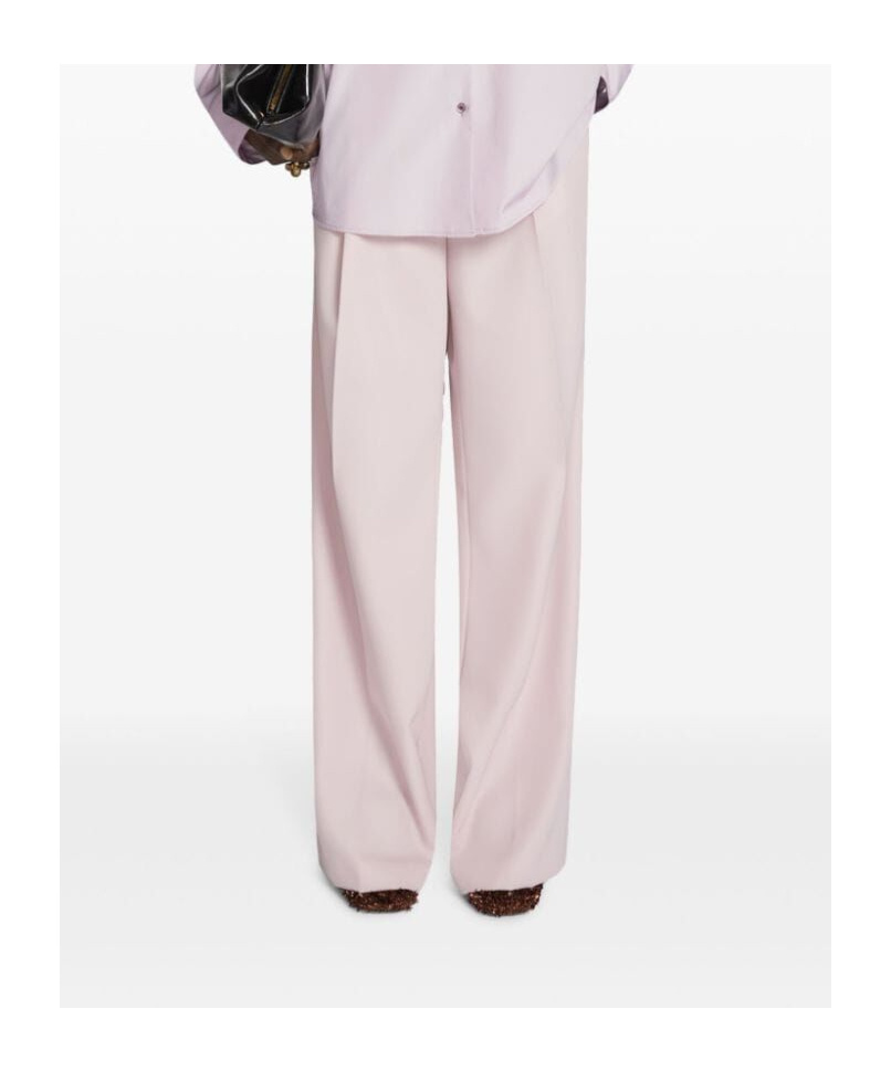 Dries Van Noten Straight Pleated Wide Leg Trousers In Pink