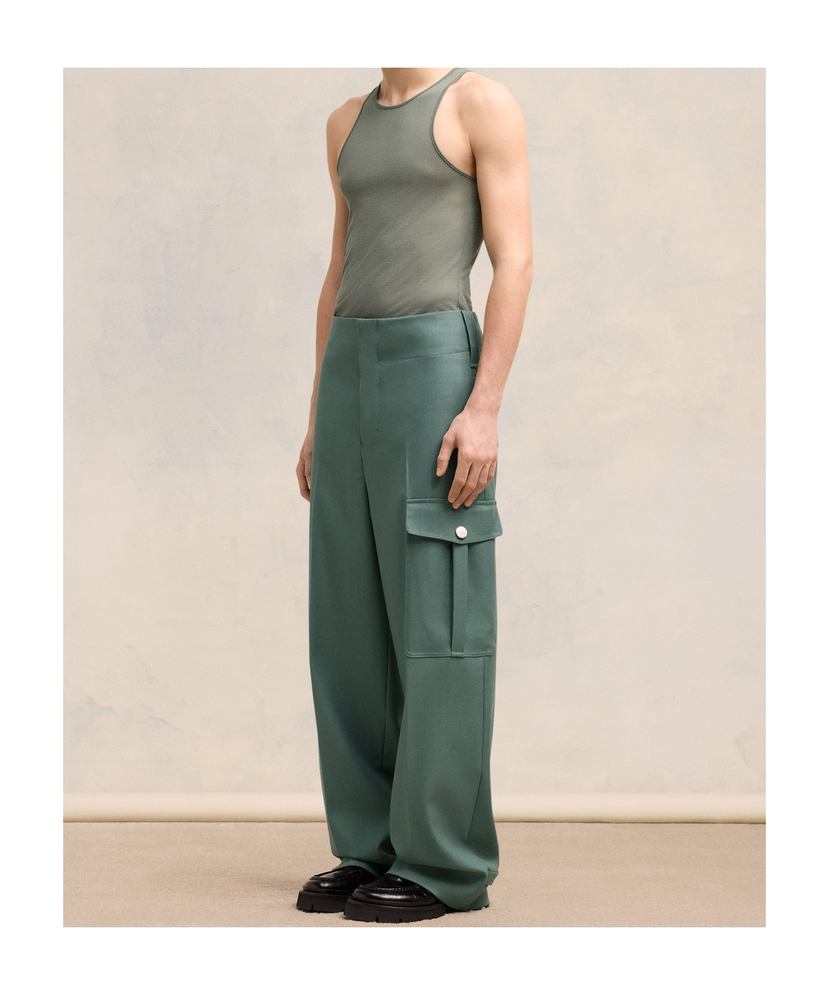 Shop Ami Alexandre Mattiussi Ami Straight Fit Trousers In Green