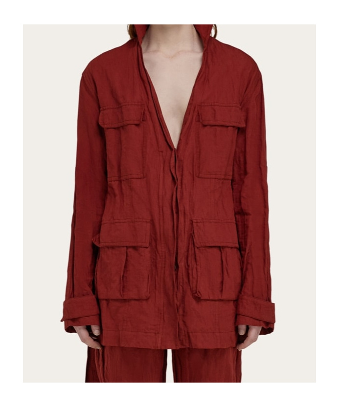 Ferragamo Sahara Jacket With Martingale Belt In Red