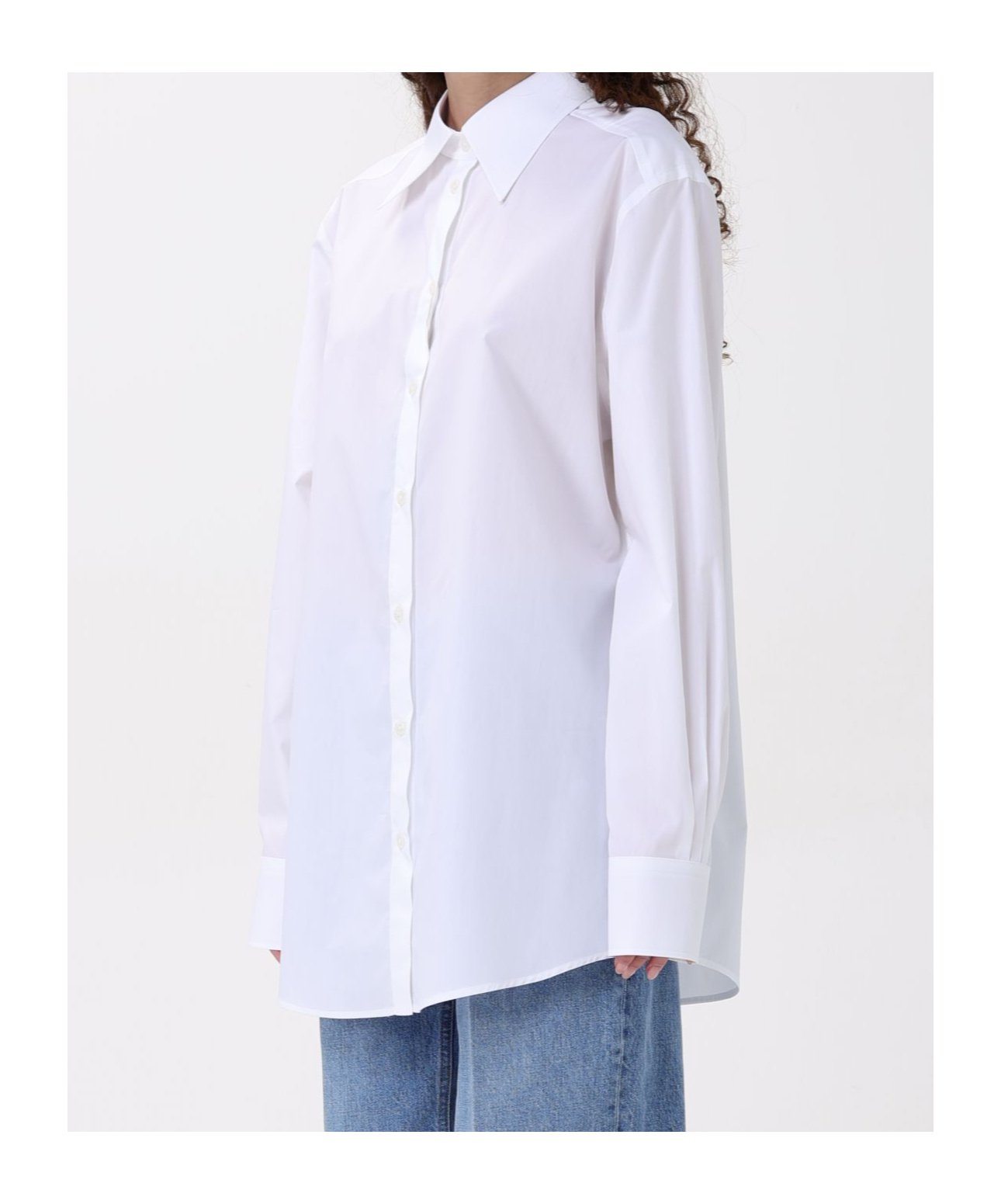 Dolce & Gabbana White Cotton Shirt In Blue