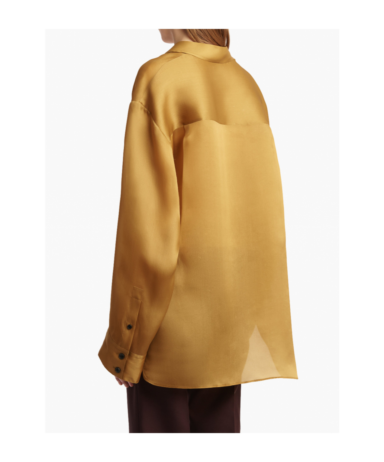 Khaite Ocher Compact Organza Matteo Shirt In Gold