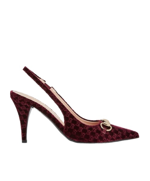 Gucci Burgundy Slingback Pumps With Horsebit In Burgundy