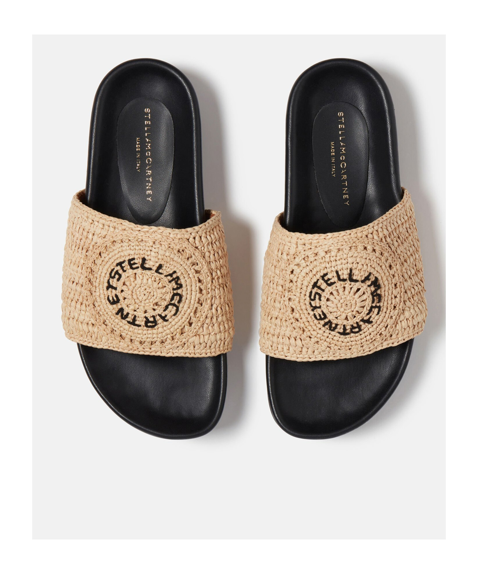 Shop Stella Mccartney Elyse Raffia Slides In Black