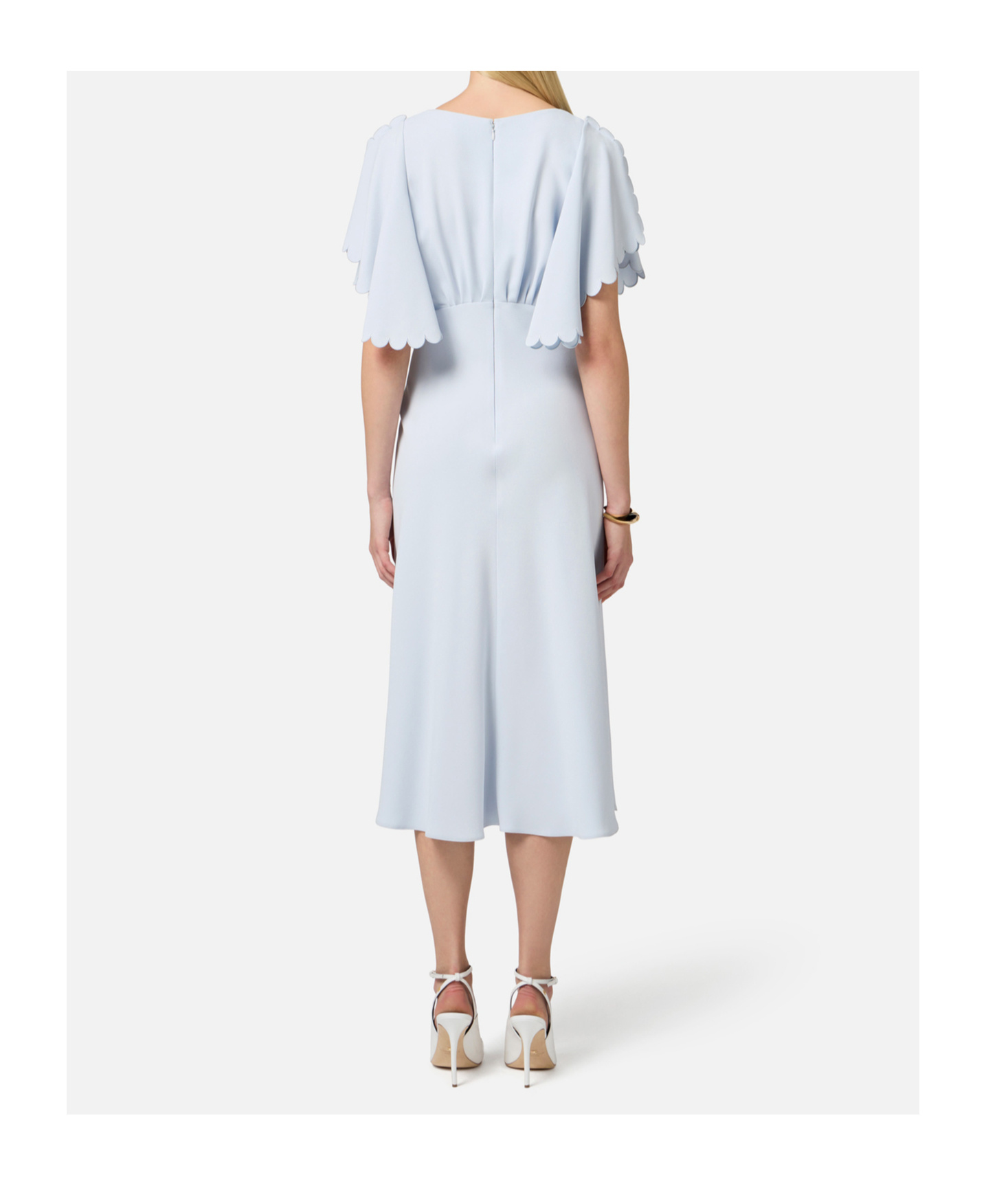 Elisabetta Franchi Light Blue Midi Dress With V-neck In Blue