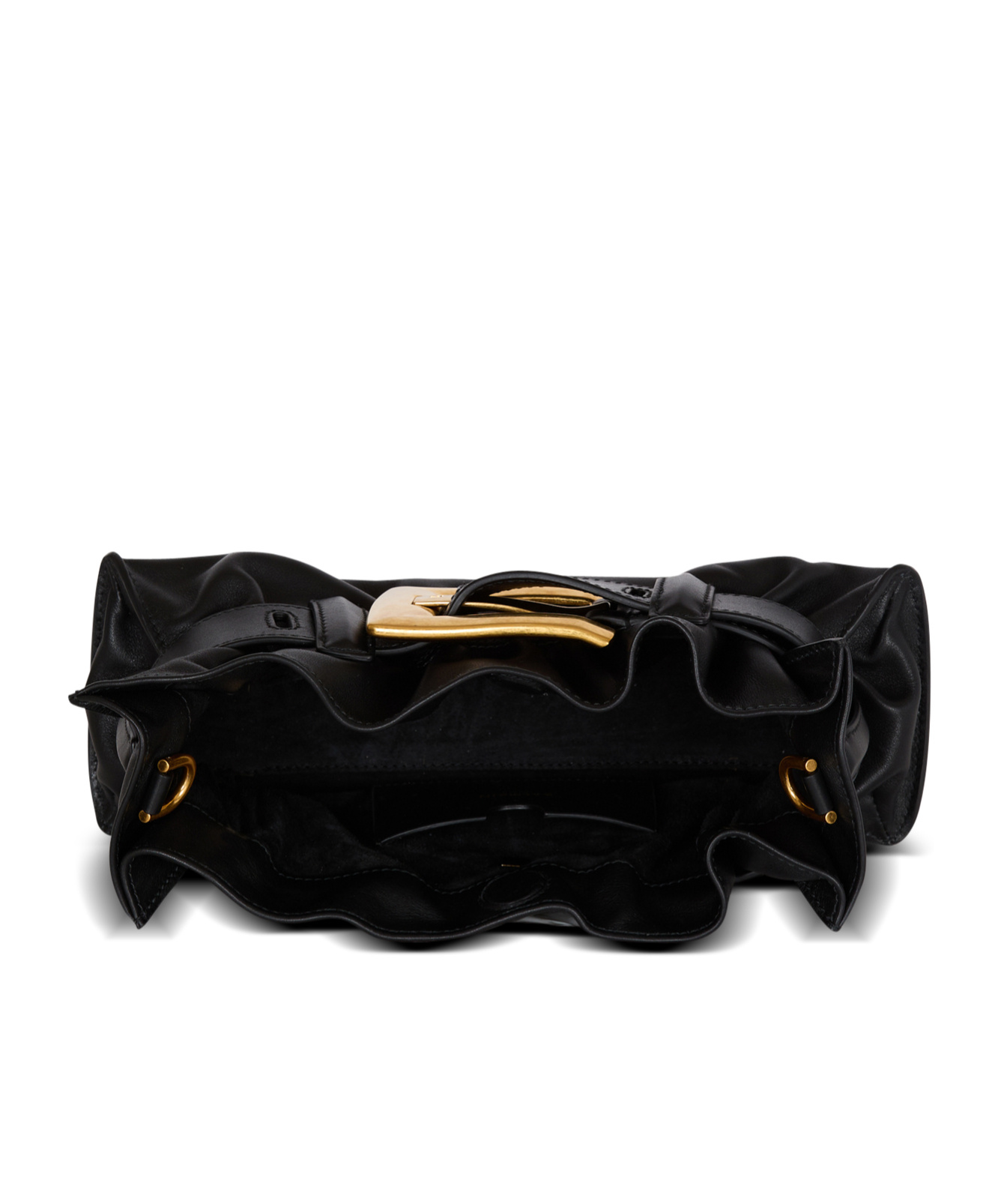 Balmain Anthem Mini Buckle Shoulder Bag In Calfskin Leather In Black