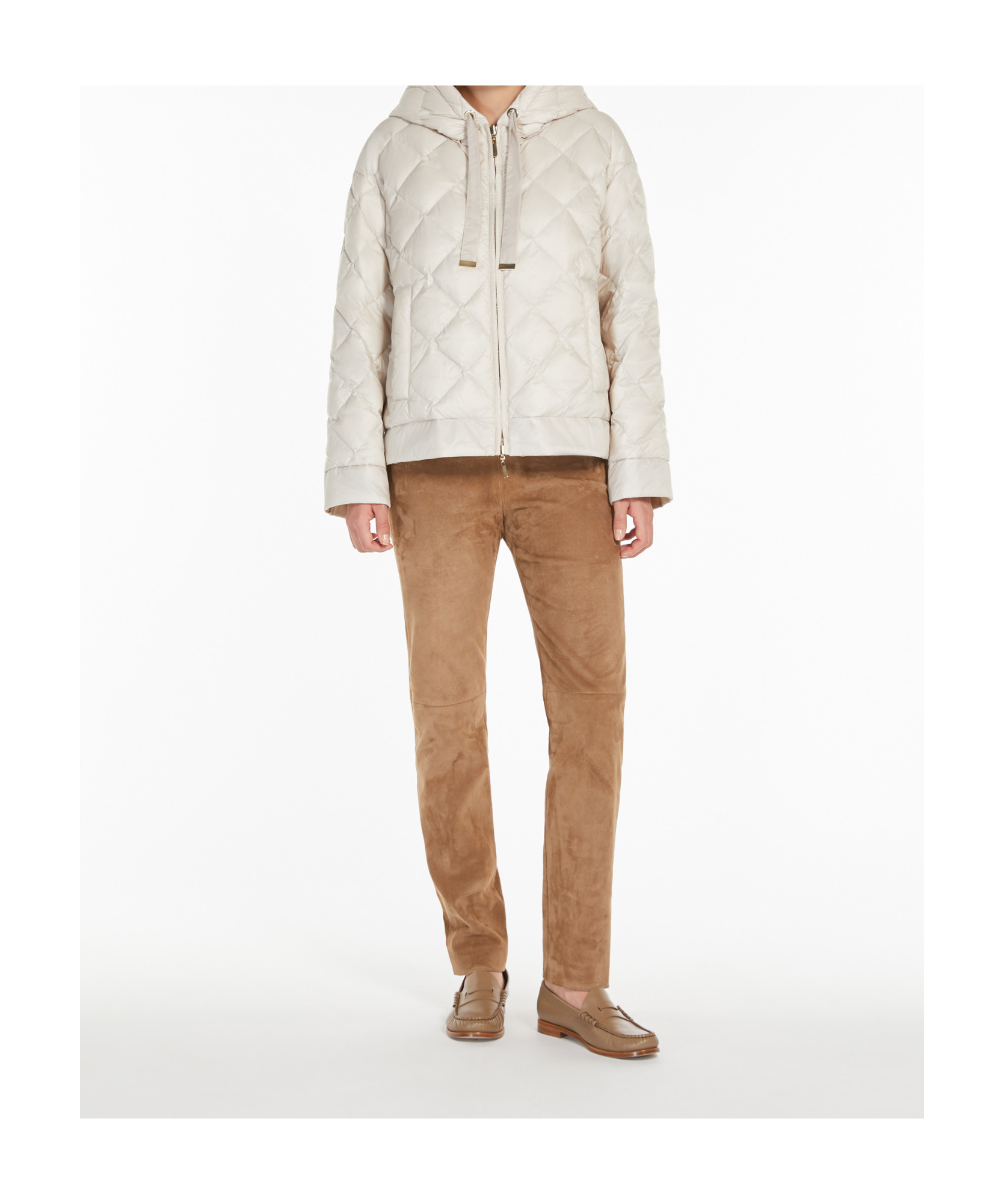 Max Mara Tight Suede Trousers In Camel