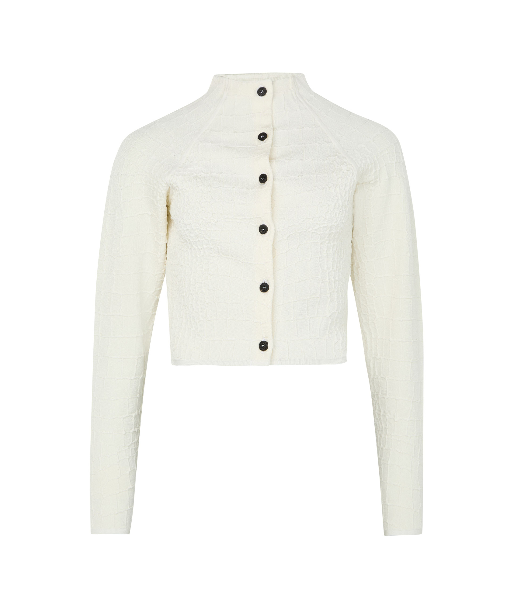 Jacquemus Womens Off-white The Scala Croc-embossed Woven-stretch Cardigan In Off White