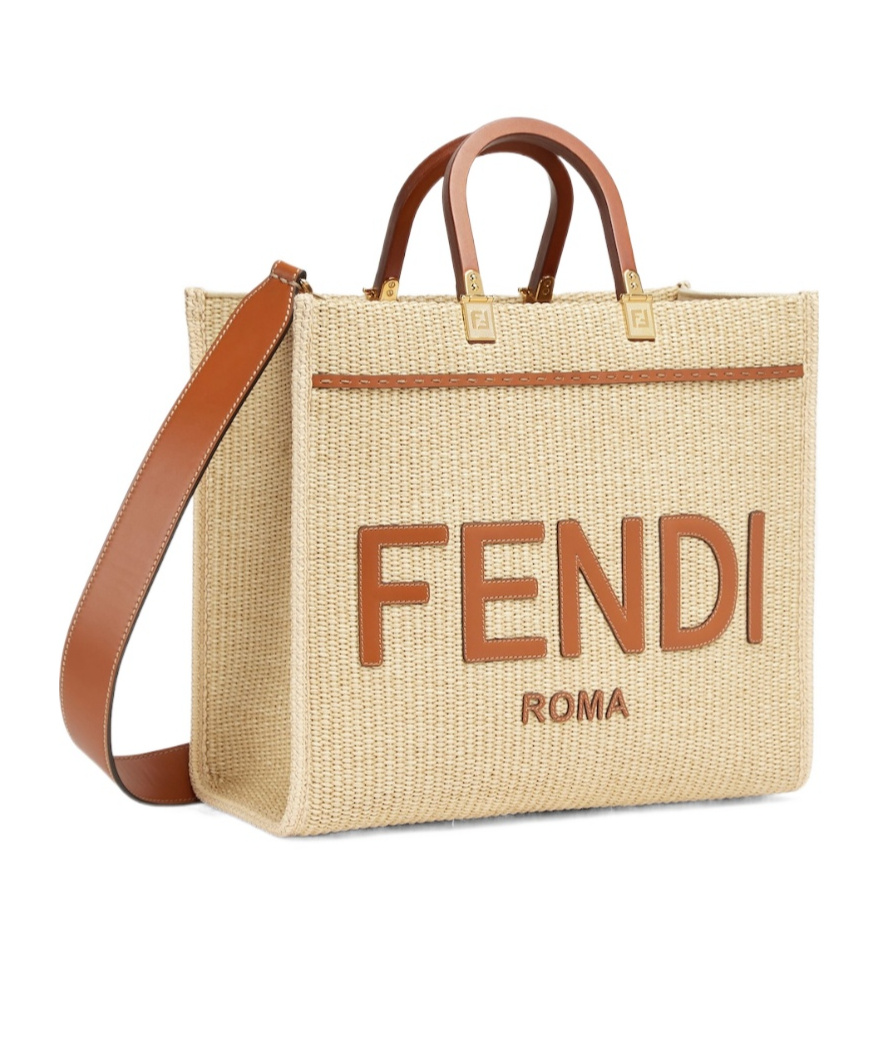 Fendi Sunshine Small Shopper Bag In Nude