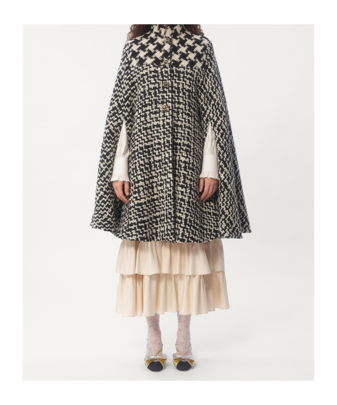 Valentino Virgin Wool-blend Cape In Black