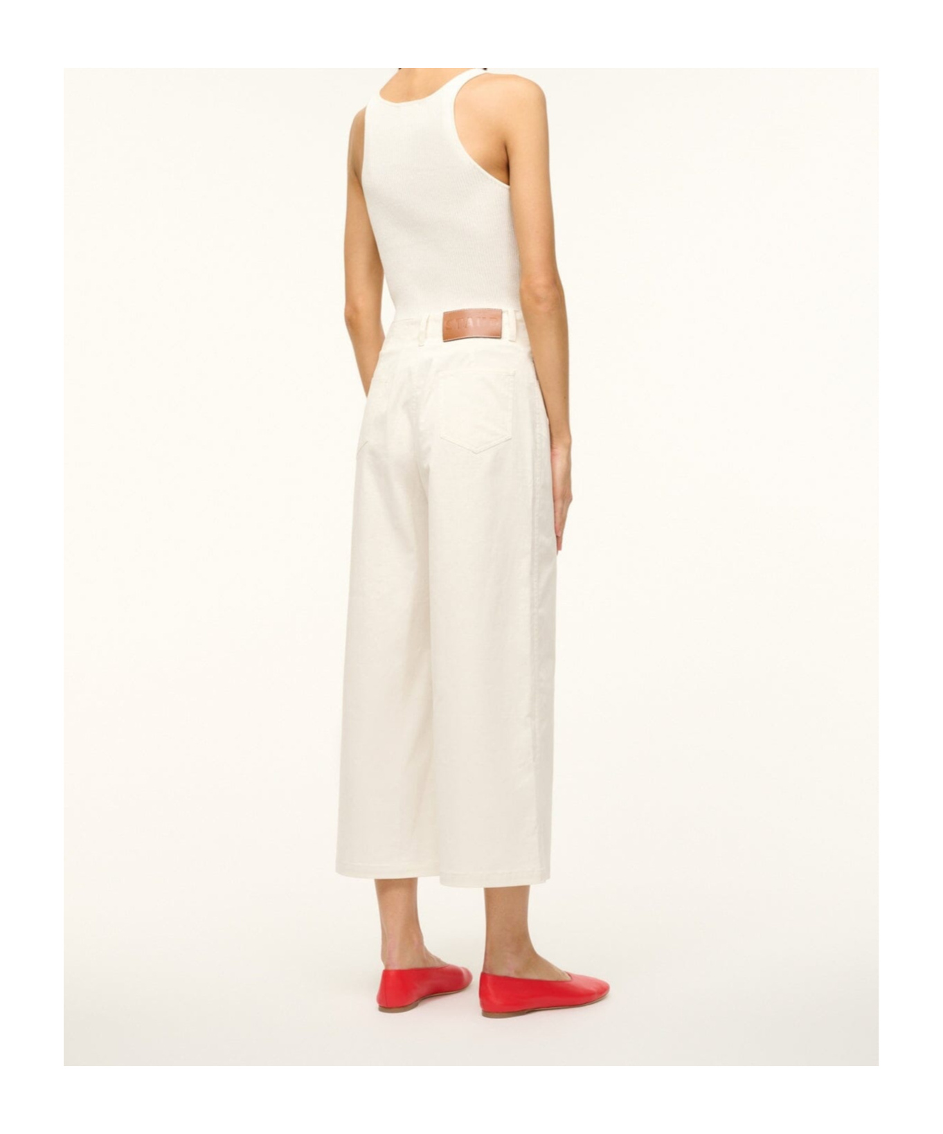 Staud Belt-loop Casual Pants In White