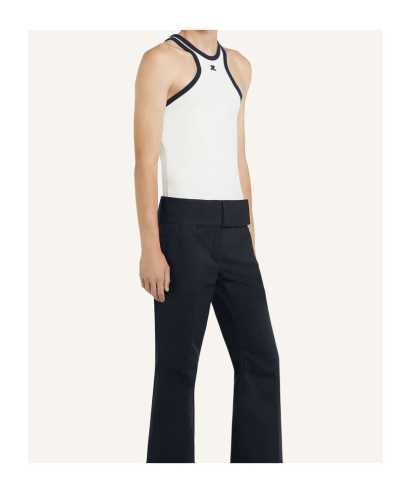 Shop Courrèges Contrasting-trim Scuba Tank Top In White