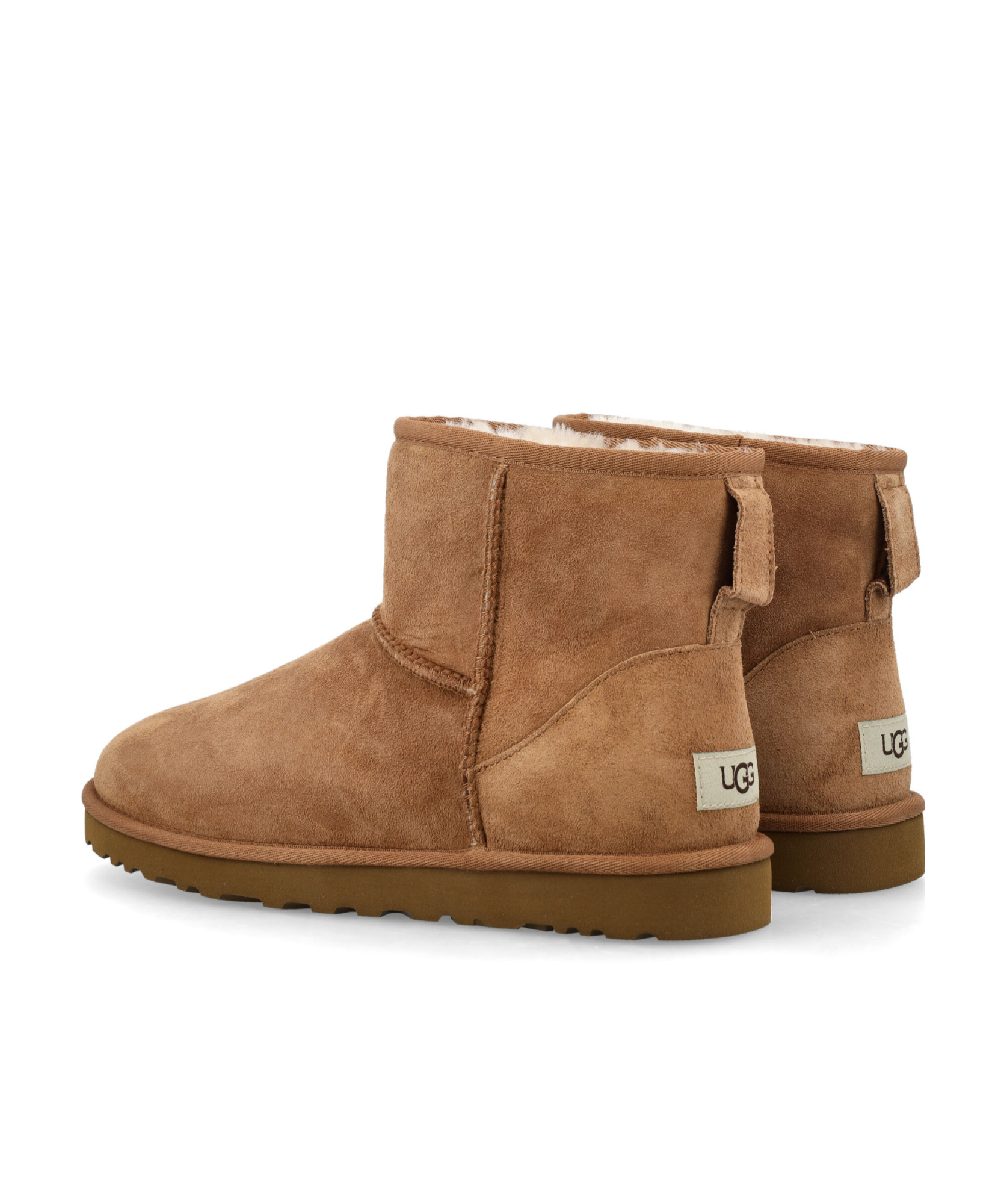 Ugg 'classic Mini' Brown Ankle Boots With Logo Patch On The Rear And Shearling Lining In Suede Man In Brown