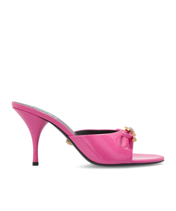 Versace Open Toe High Heel Sandals In Pink