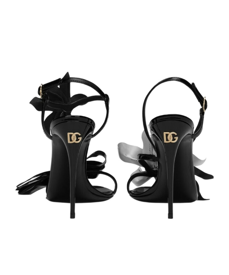 Dolce & Gabbana Patent Leather Sandals In Black