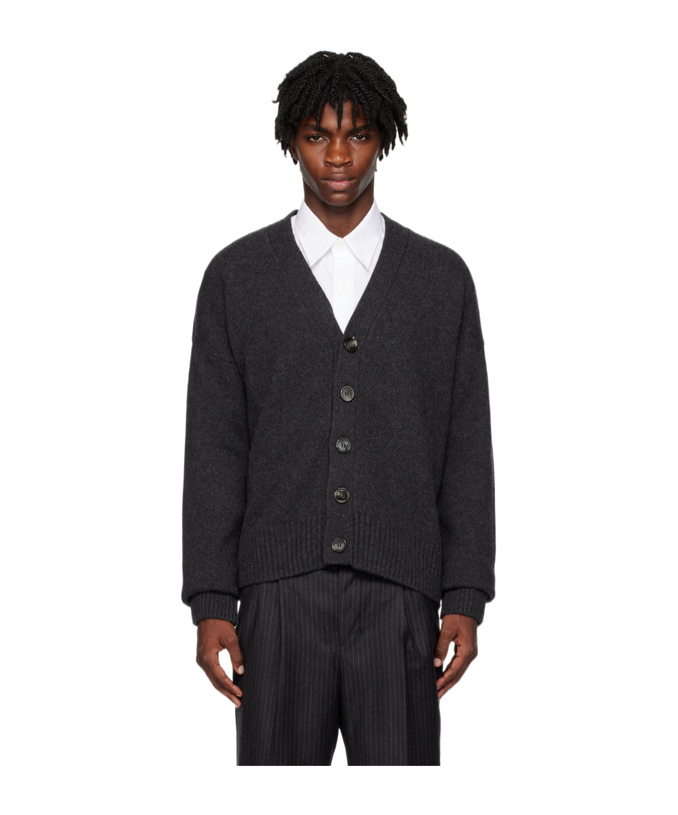 Ami Alexandre Mattiussi Button Long-sleeved Cardigan In Black