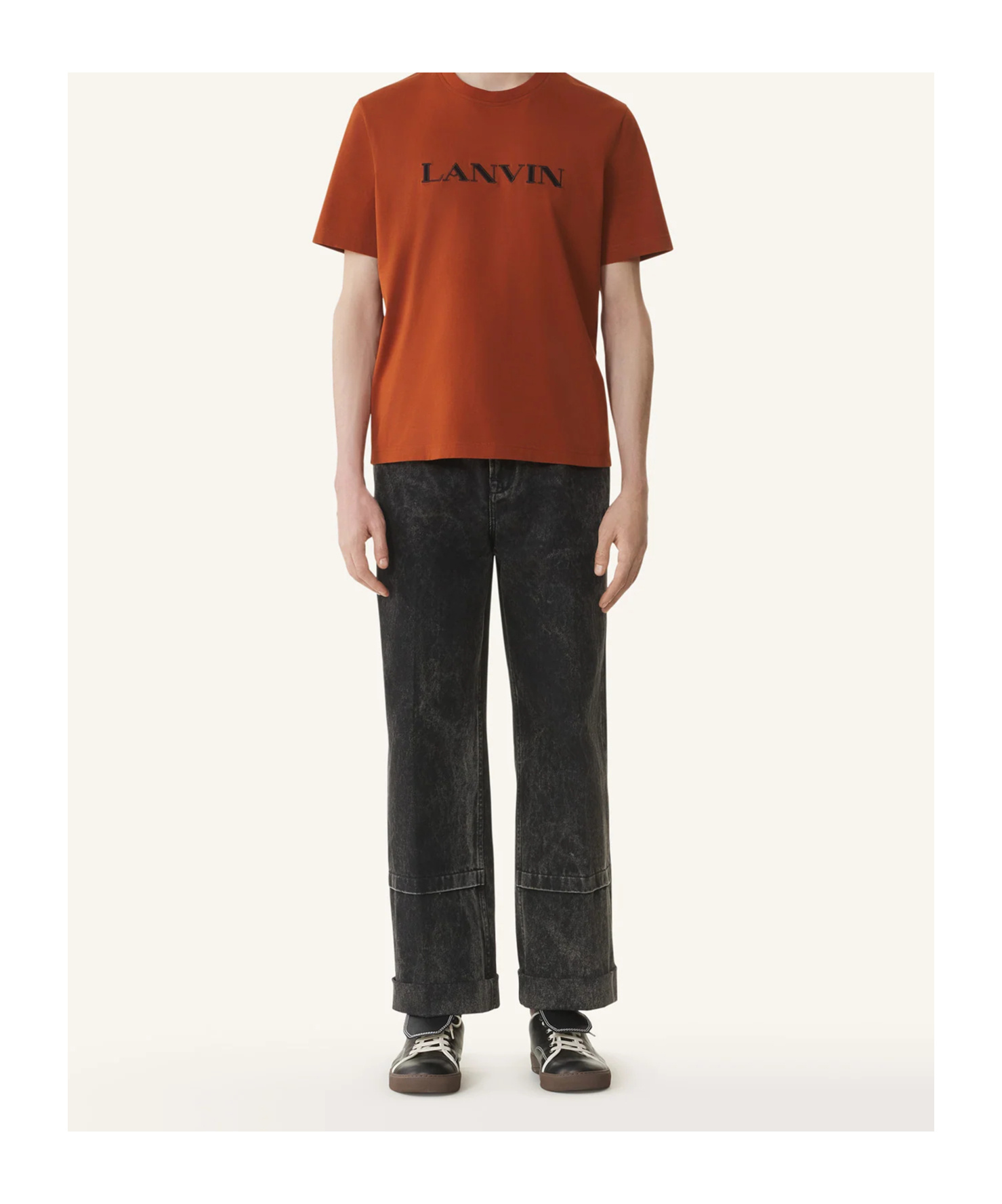 Lanvin Loose Fit Washed Denim Pants In Black