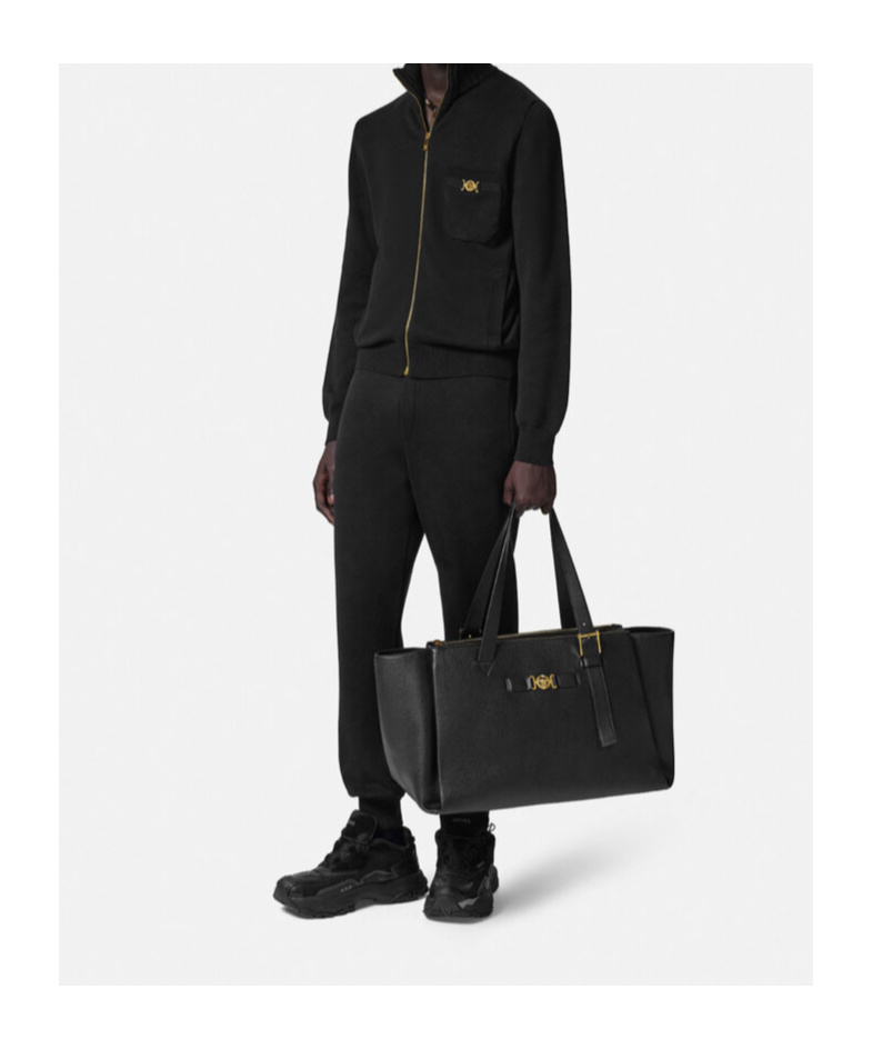 Versace Medusa Biggie Cashmere-blend Track Pants In Black