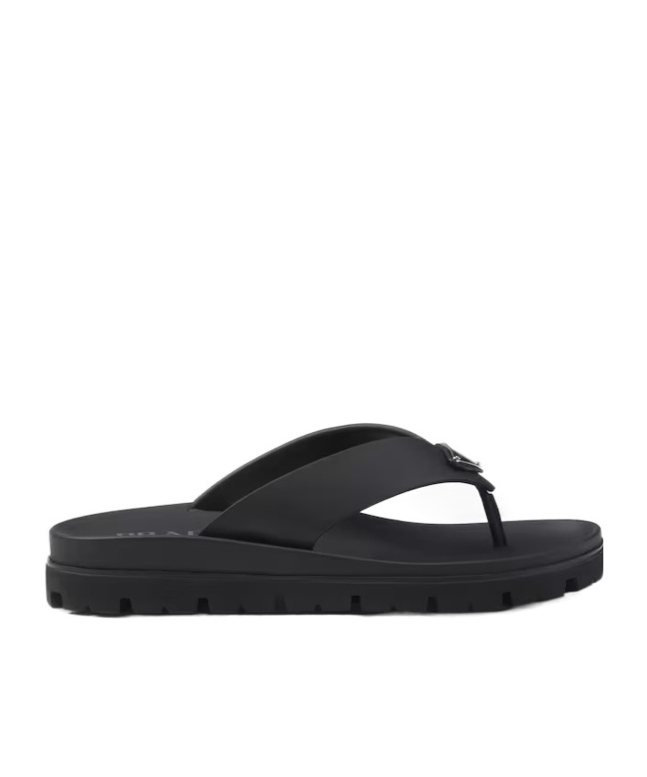 Prada Black Sandals With Wide Strap And Durable Sole In Black