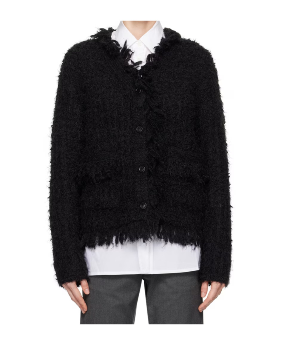 Open Yy Y-neck Cardigan In Black