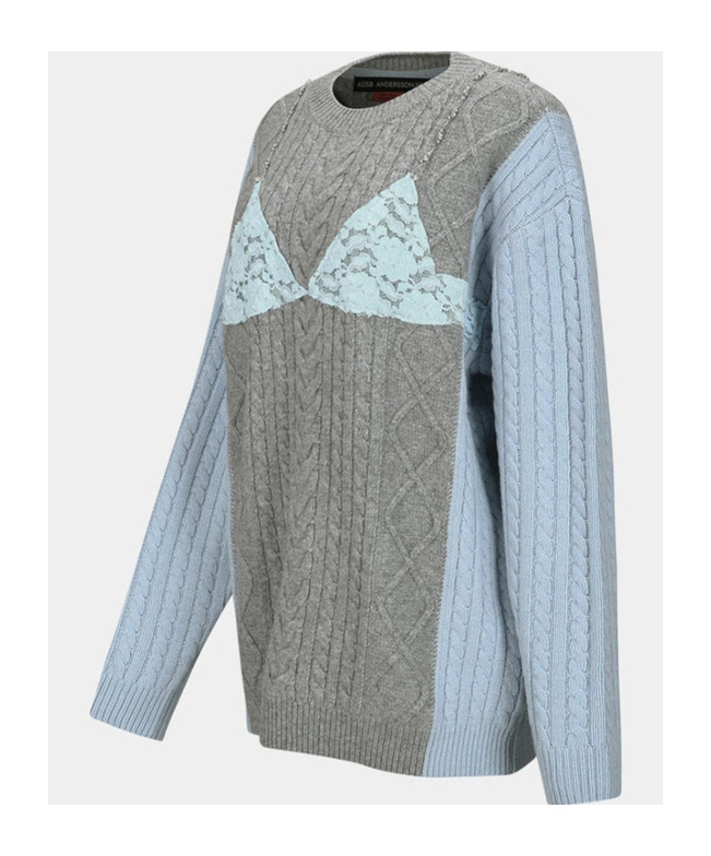 Shop Andersson Bell Long-sleeved Wool Cashmere Sweater In Gray