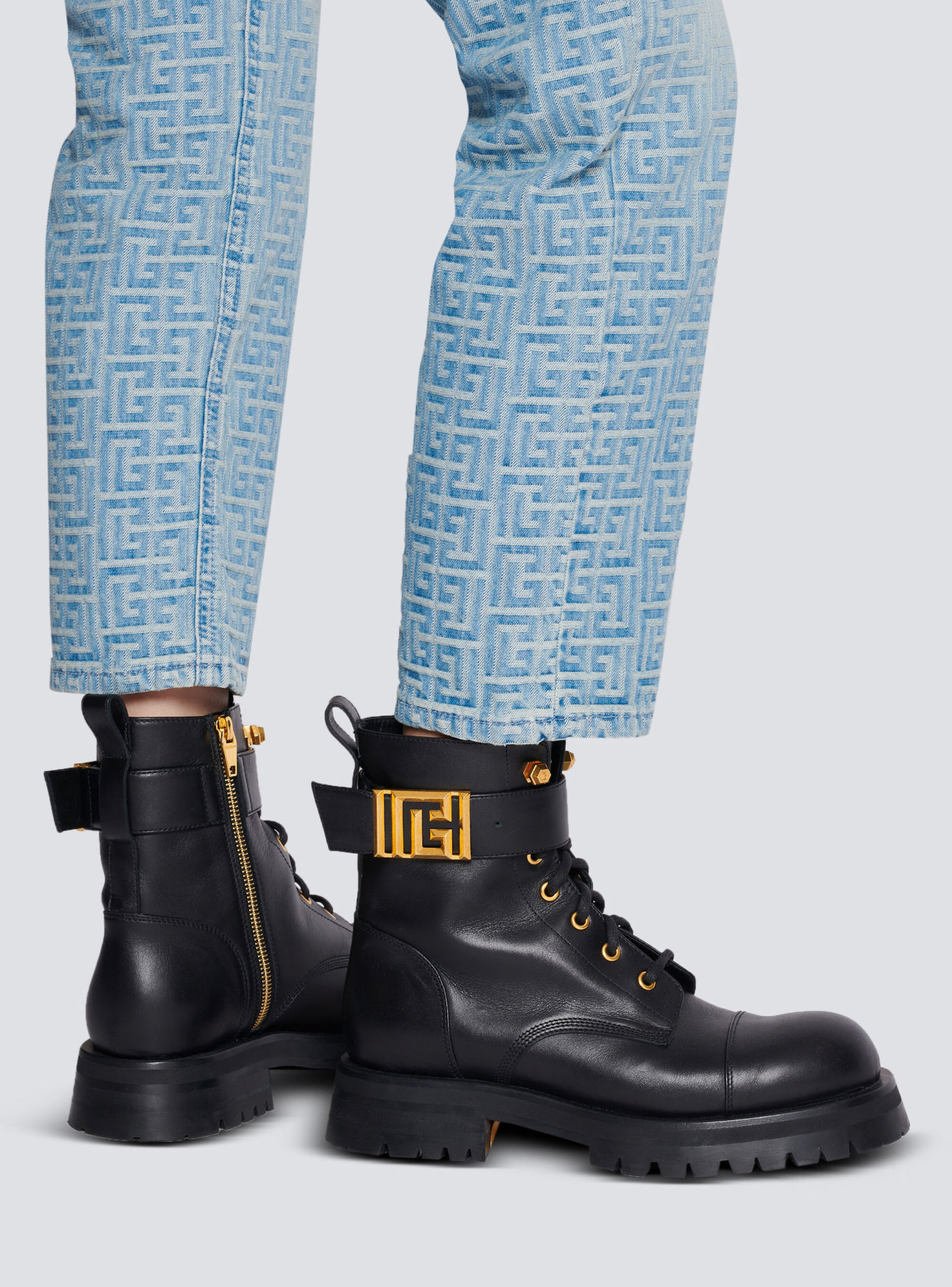 Balmain Combat Ankle Boots In Black