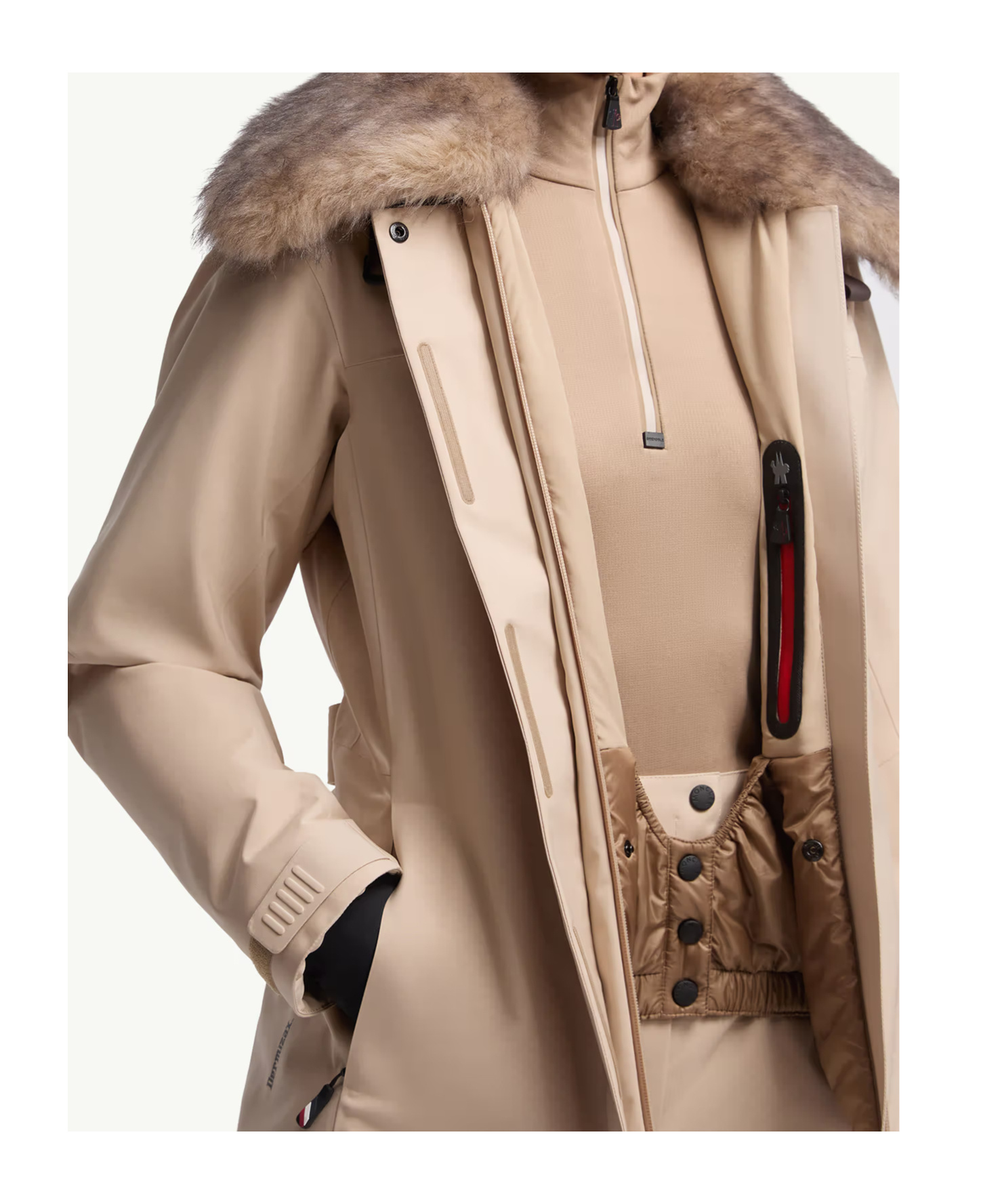 Moncler Vizelles Shearling-trimmed Ski Jacket In Neutral