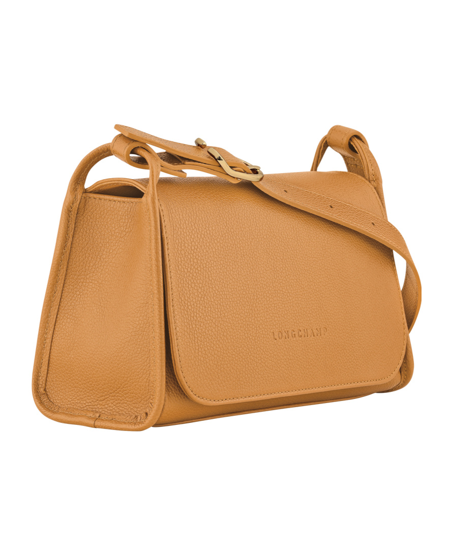 Longchamp Medium Le Foulonné Leather Crossbody Bag In Walnut