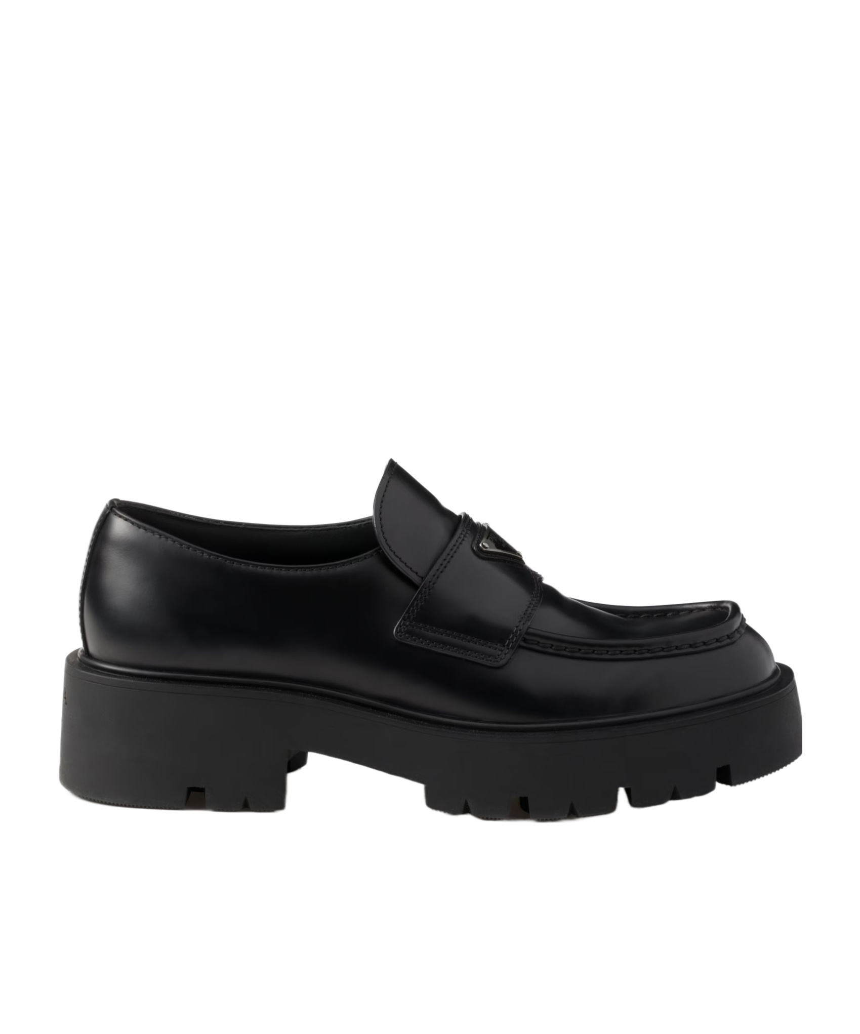 Prada Black Brushed Leather Loafer In Black