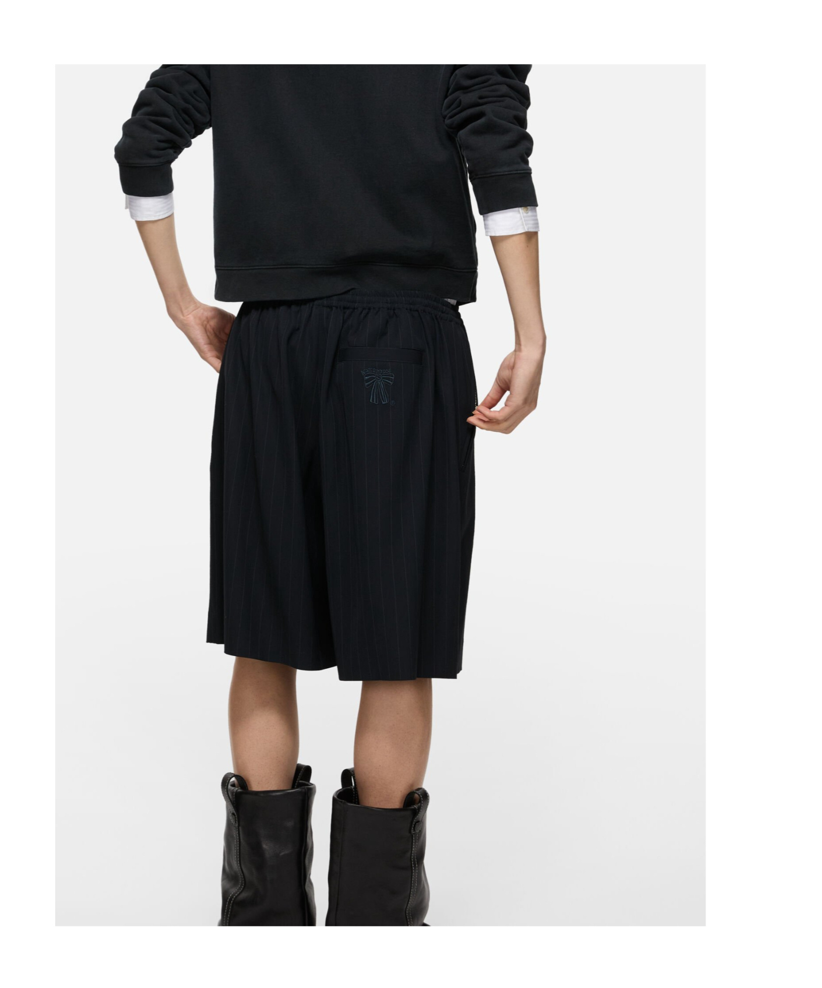 Acne Studios Pinstriped Drawstring Shorts In Black