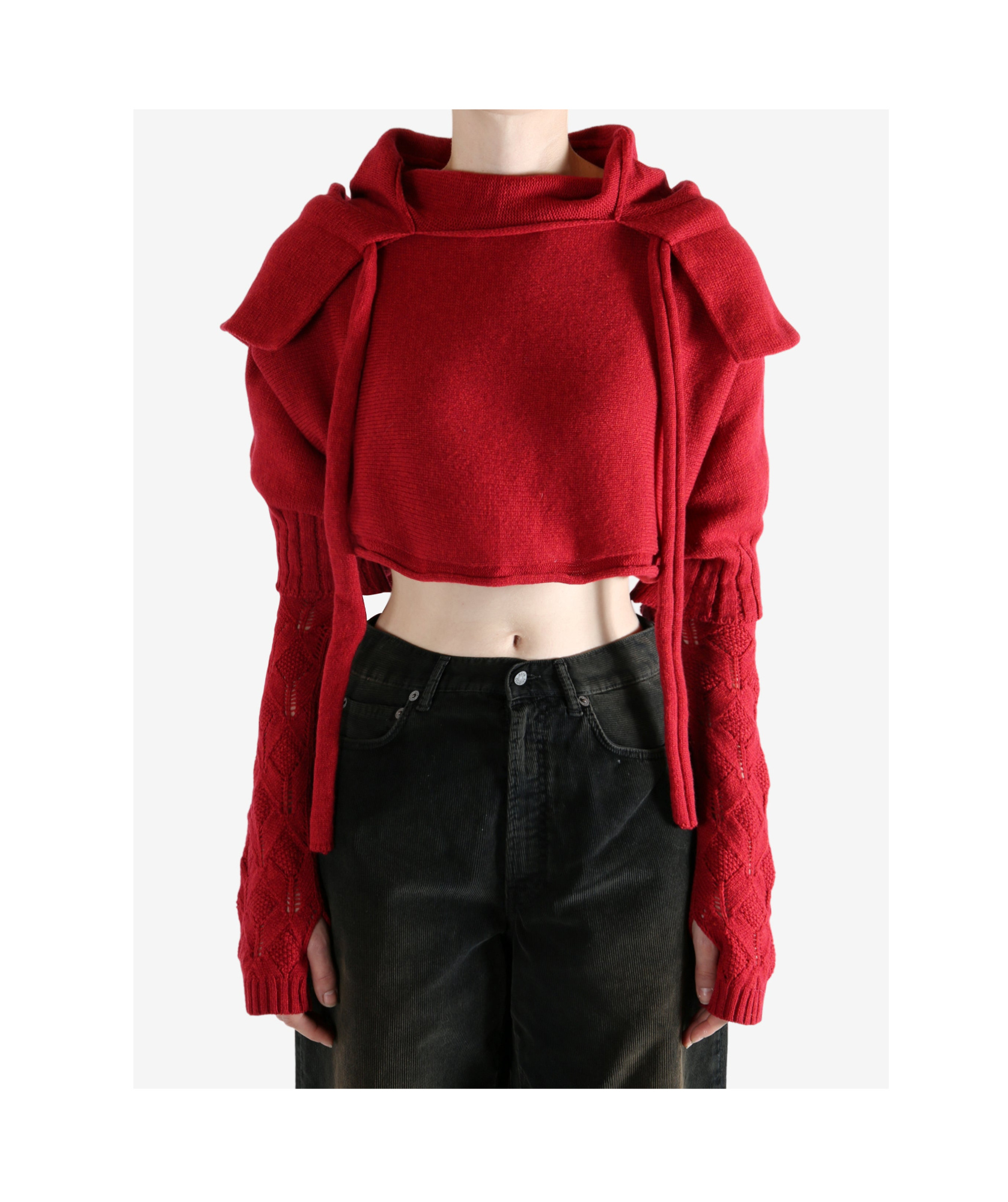 Yohji Yamamoto Cropped Hoodie In Red