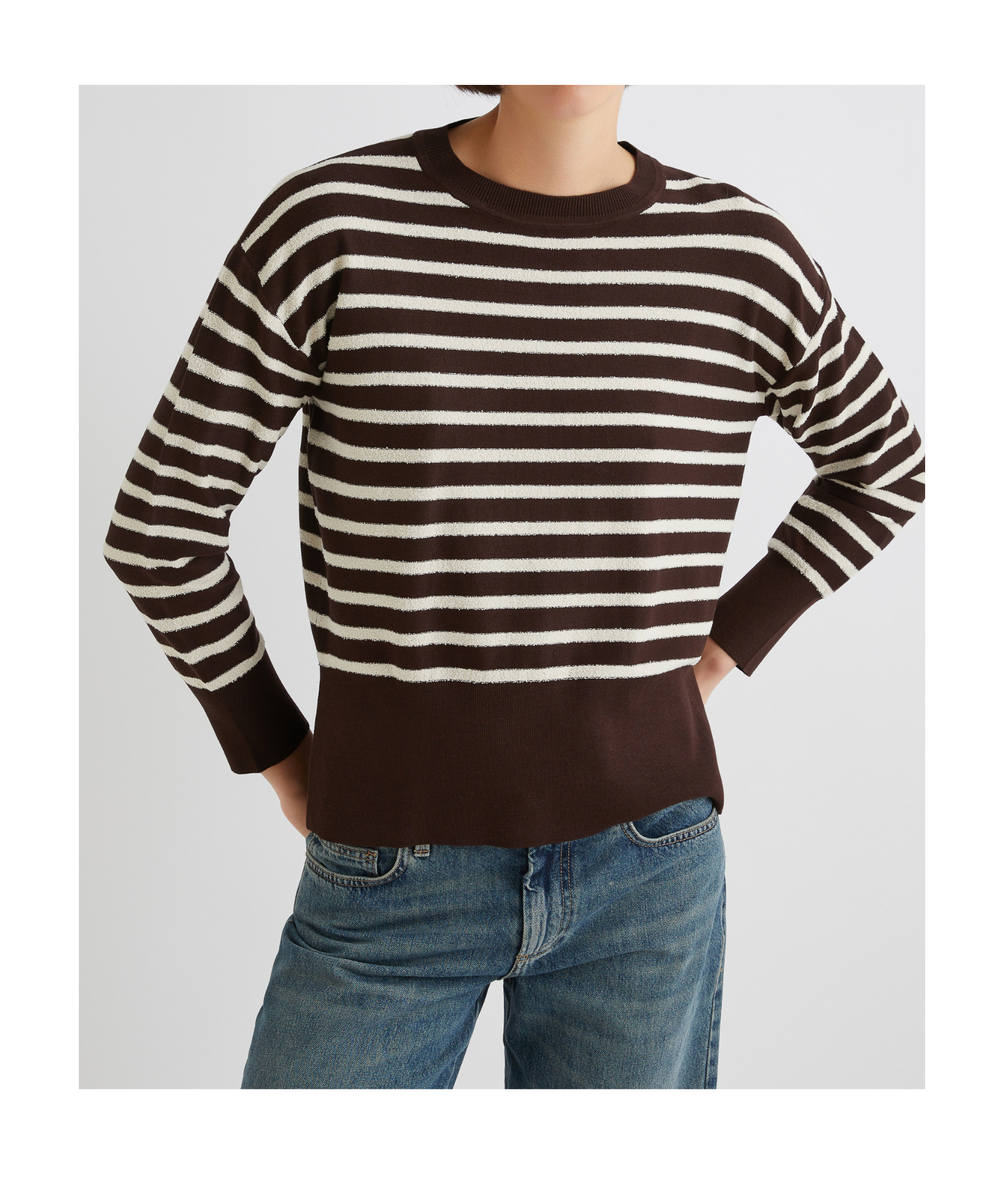 Marella Striped Bouclé Sweater - Brown In Brown
