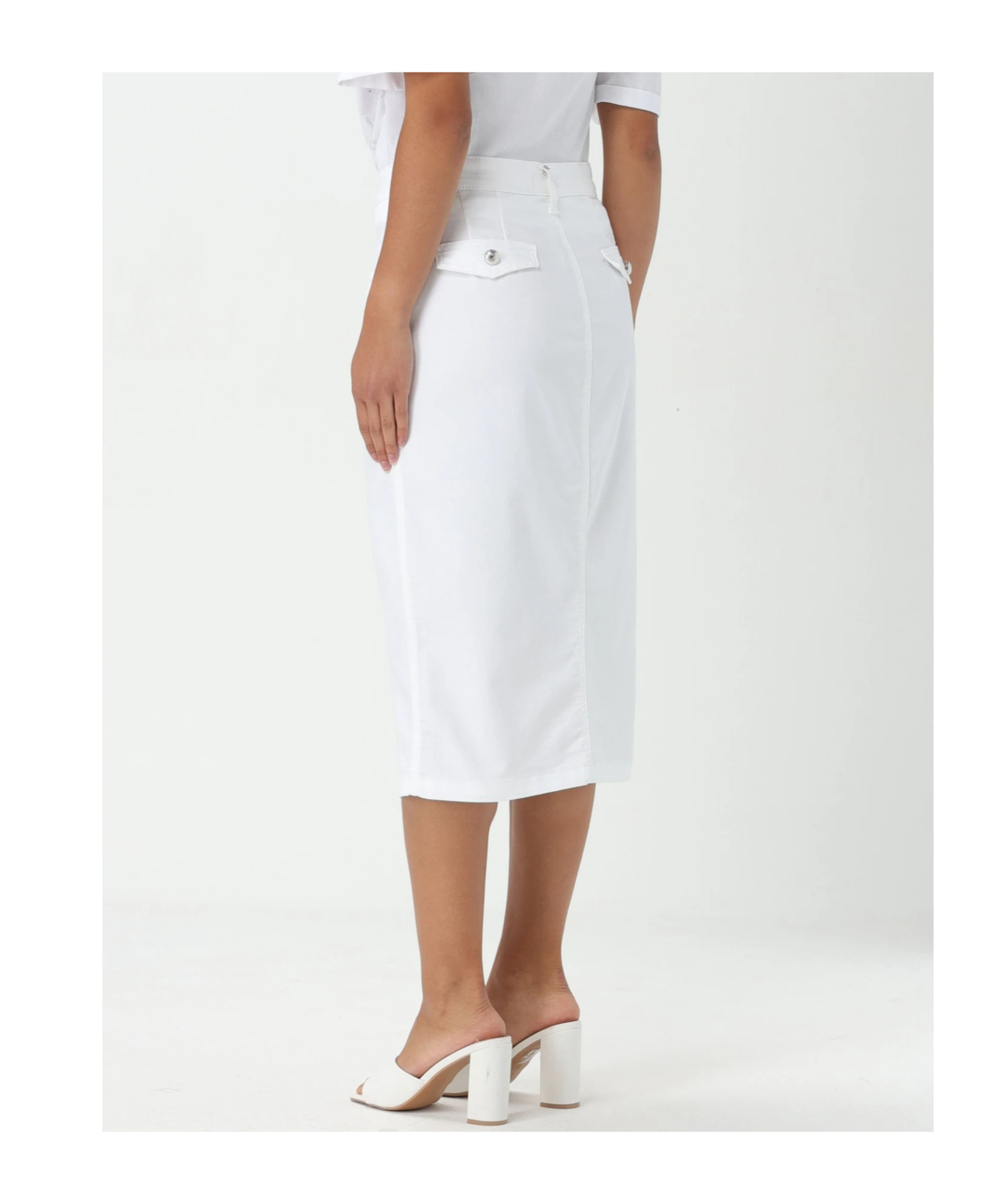 Liu •jo Buttoned Twill Skirt In White