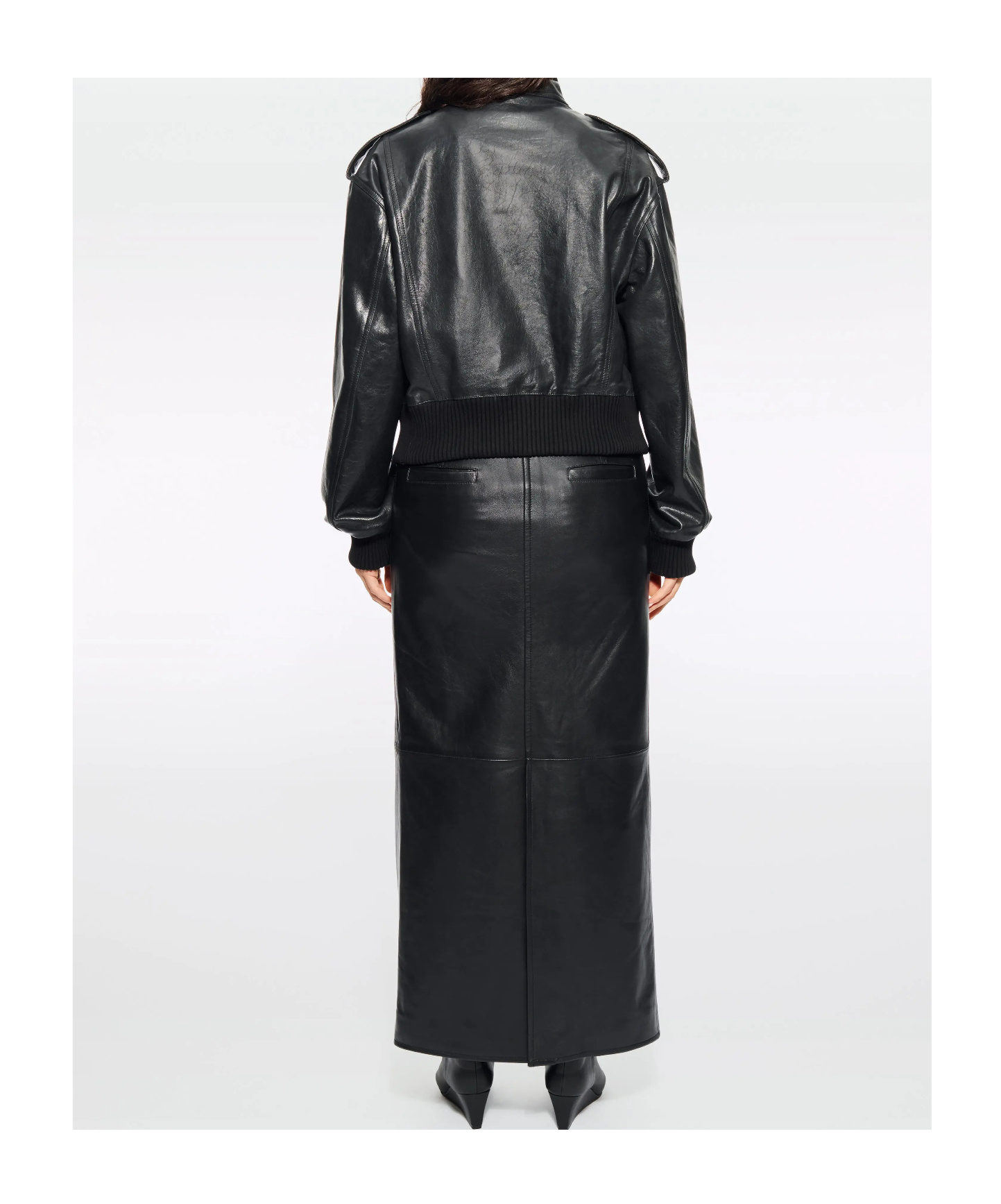 Stand Studio Long-sleeved Leather Jacket In Black