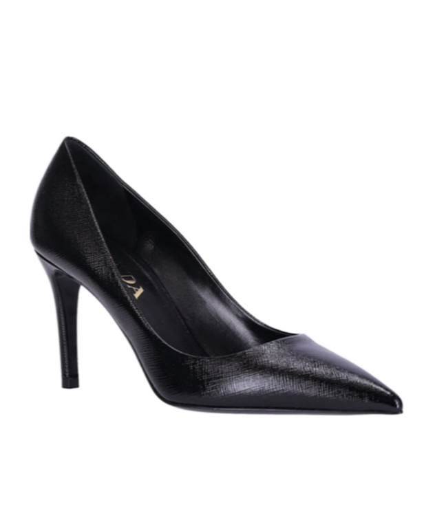 Prada Saffiano Pointed Heels In Black