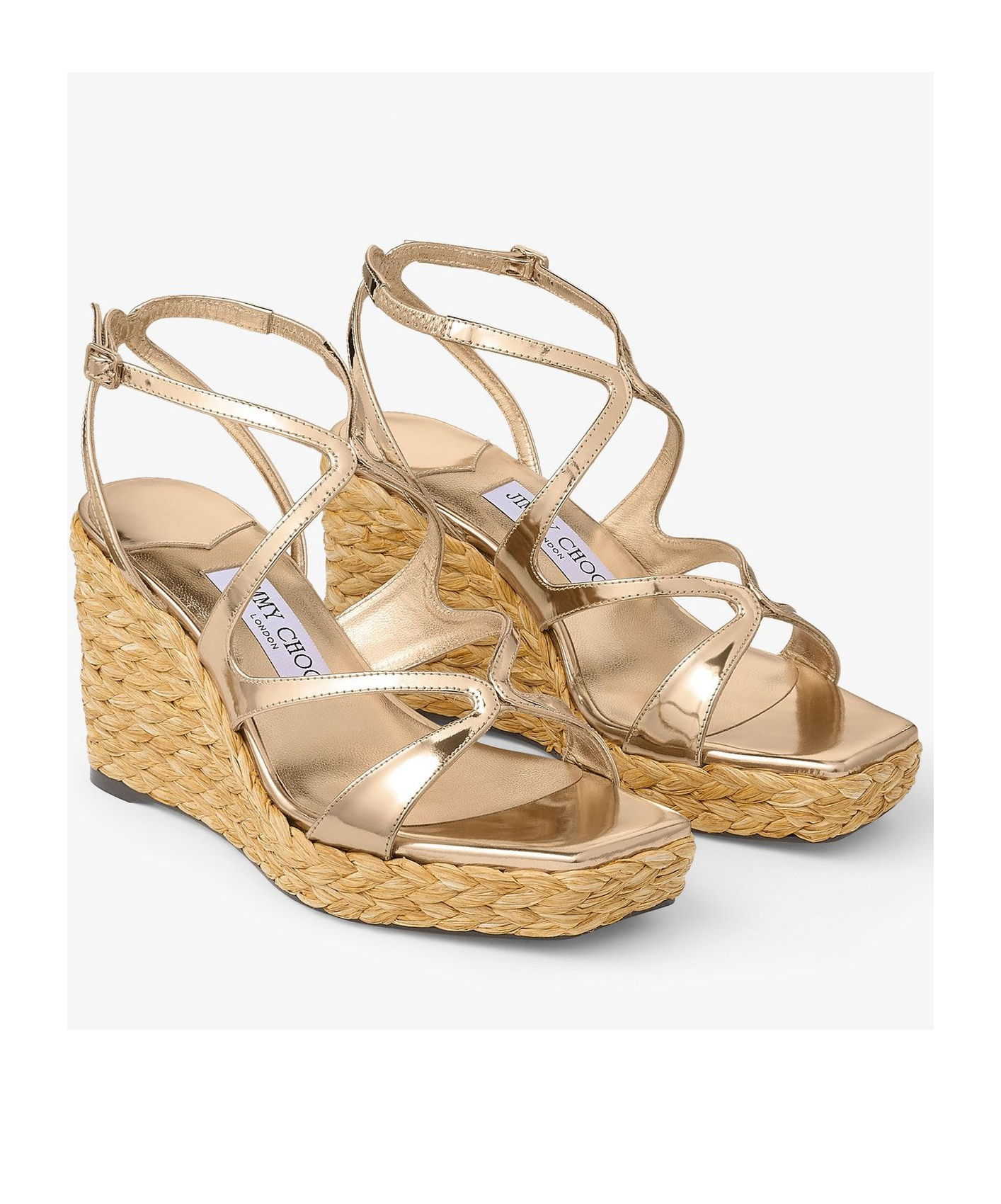 Shop Jimmy Choo Buckle Wedges In Nude