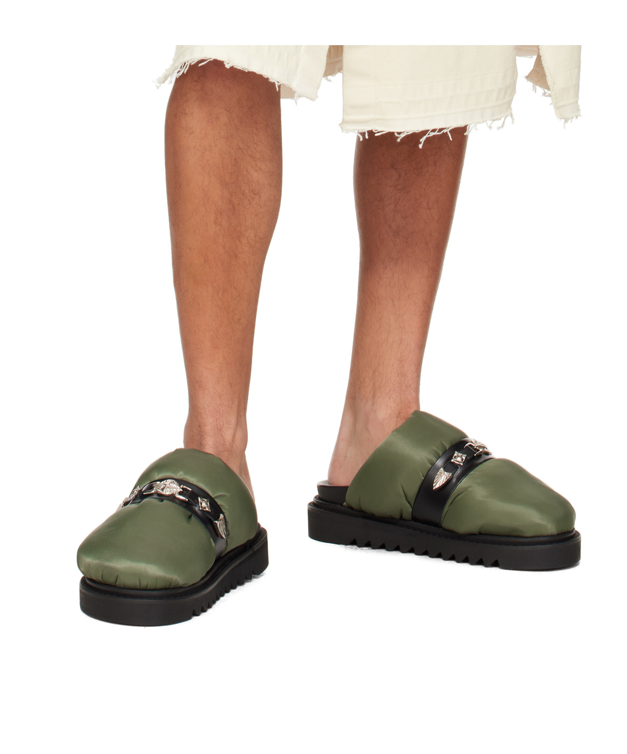 Toga Virilis Round Toe Slippers In Green