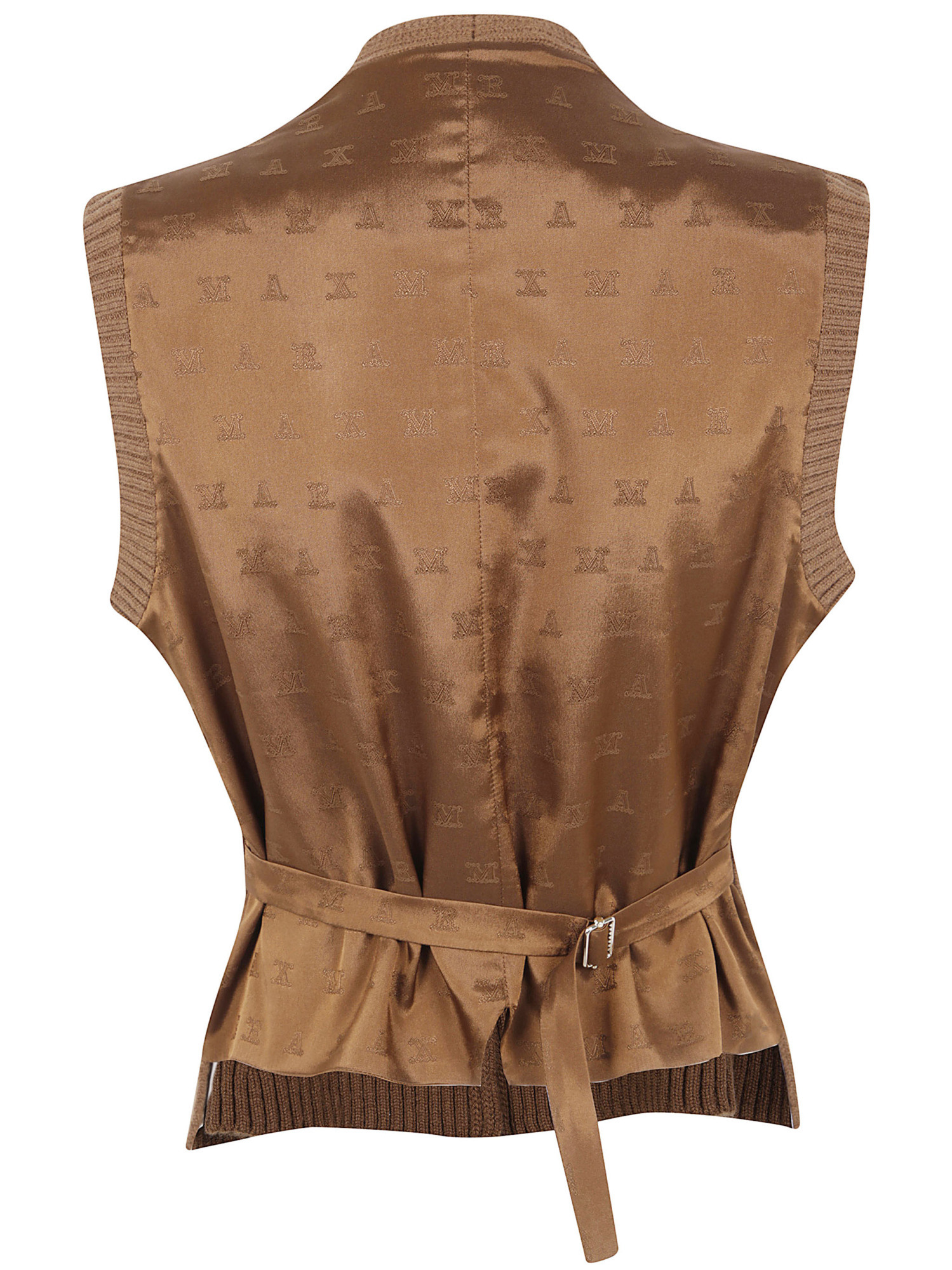 Max Mara V-neck Sleeveless Vest In Brown