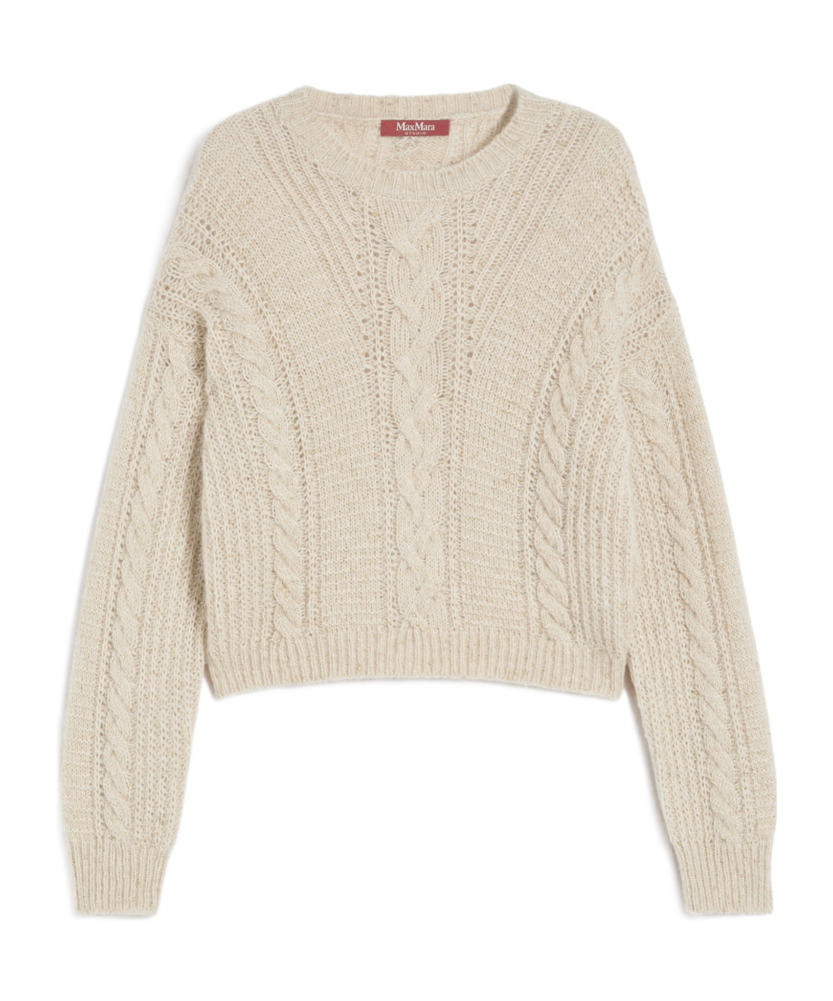 Max Mara Studio Crewneck Ribbed Jumper In Neutral