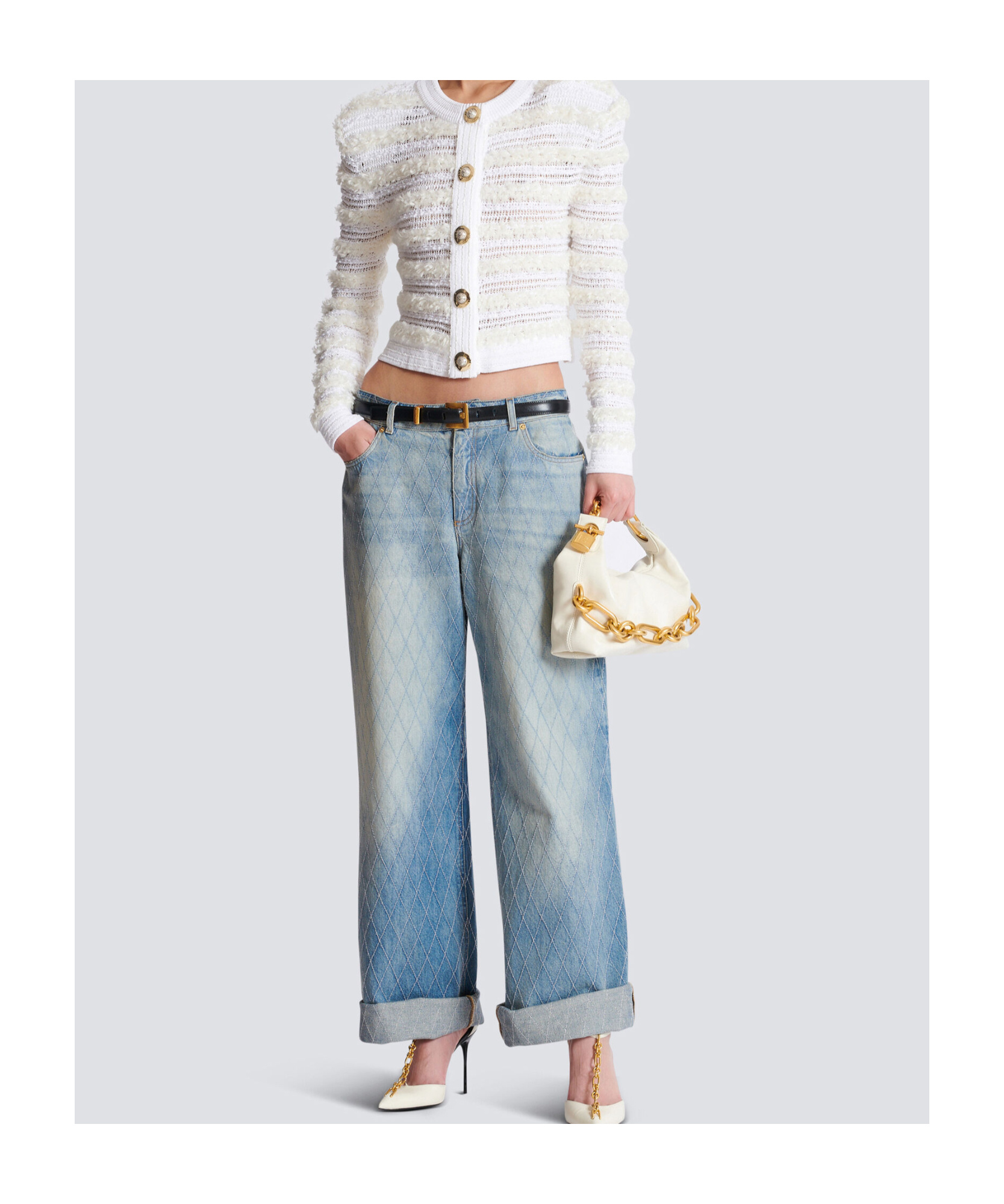 Balmain Mini Leather Sync Shoulder Bag