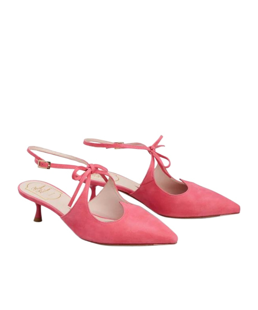 ROGER VIVIER I LOVE VIVIER BOW SLINGBACK MULES IN SUEDE