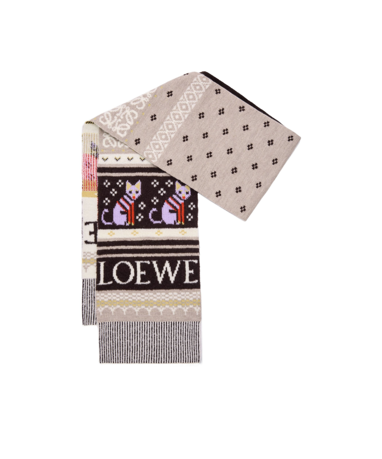 Loewe Intarsia-knit Wool-blend Scarf In Multi
