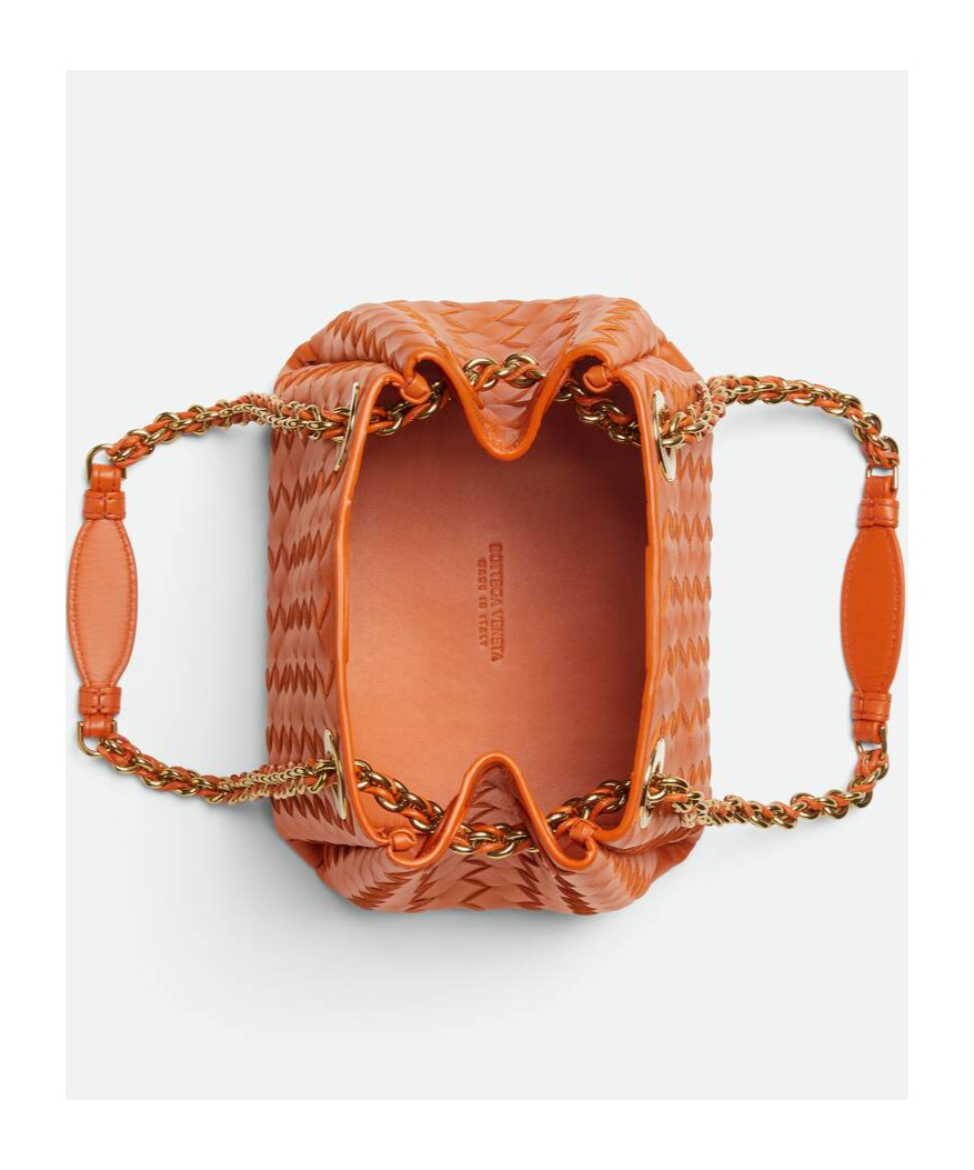 Bottega Veneta Small Parachute Leather Shoulder Bag In Orange