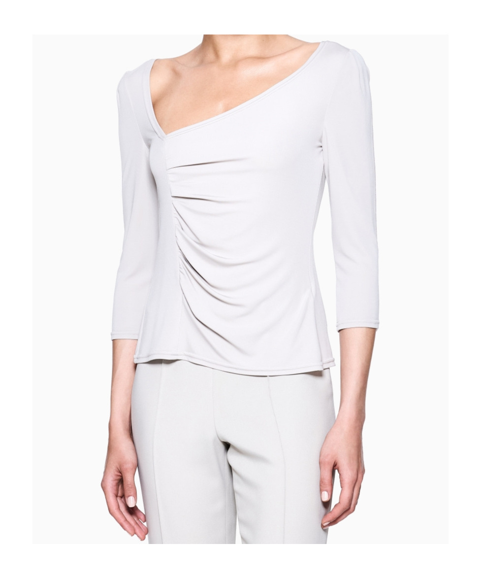 Giorgio Armani Viscose Jersey Jumper With An Asymmetric Neckline In White